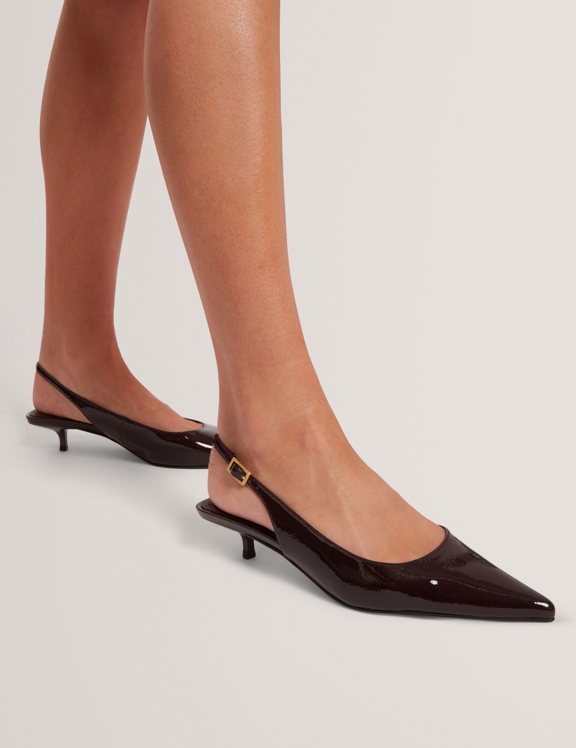 Ted Baker Kitiy Patent Leather Slingback Kitten Heel Shoes Women's