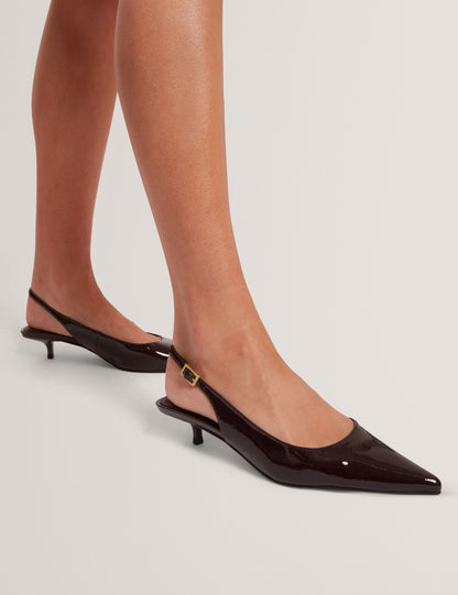 Ted Baker Kitiy Patent Leather Slingback Kitten Heel Shoes Women's