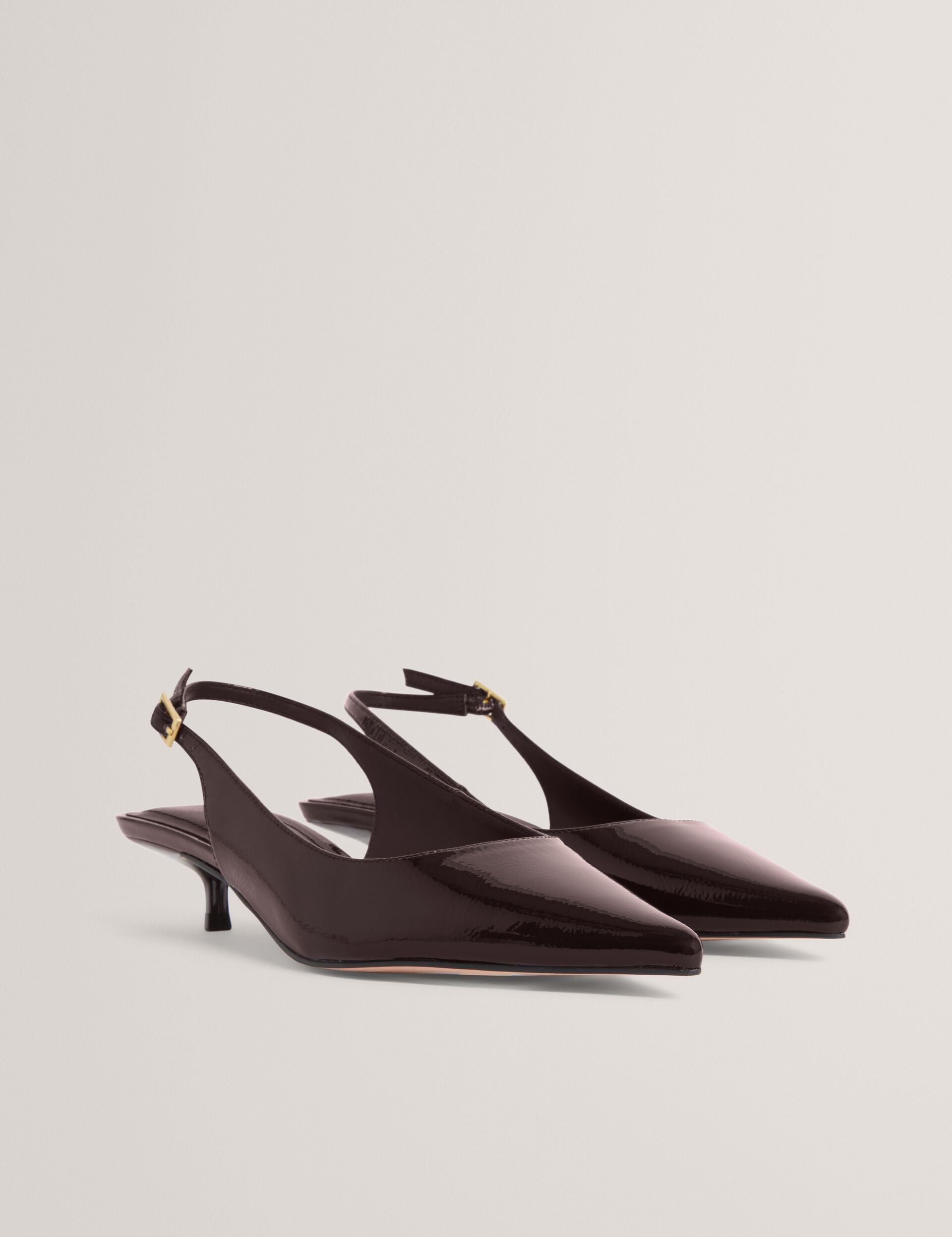 Ted Baker Kitiy Patent Leather Slingback Kitten Heel Shoes Women's