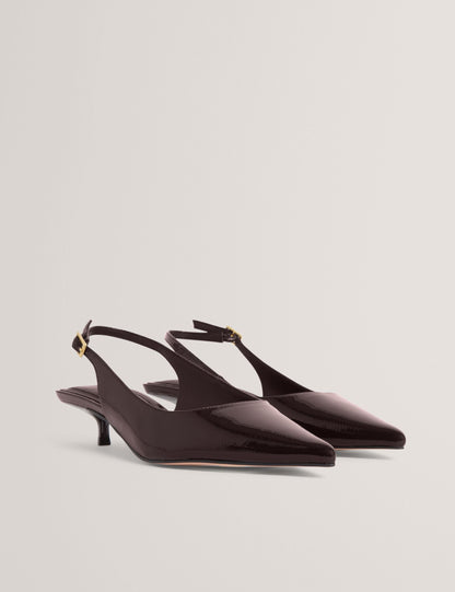 Ted Baker Kitiy Patent Leather Slingback Kitten Heel Shoes Women's
