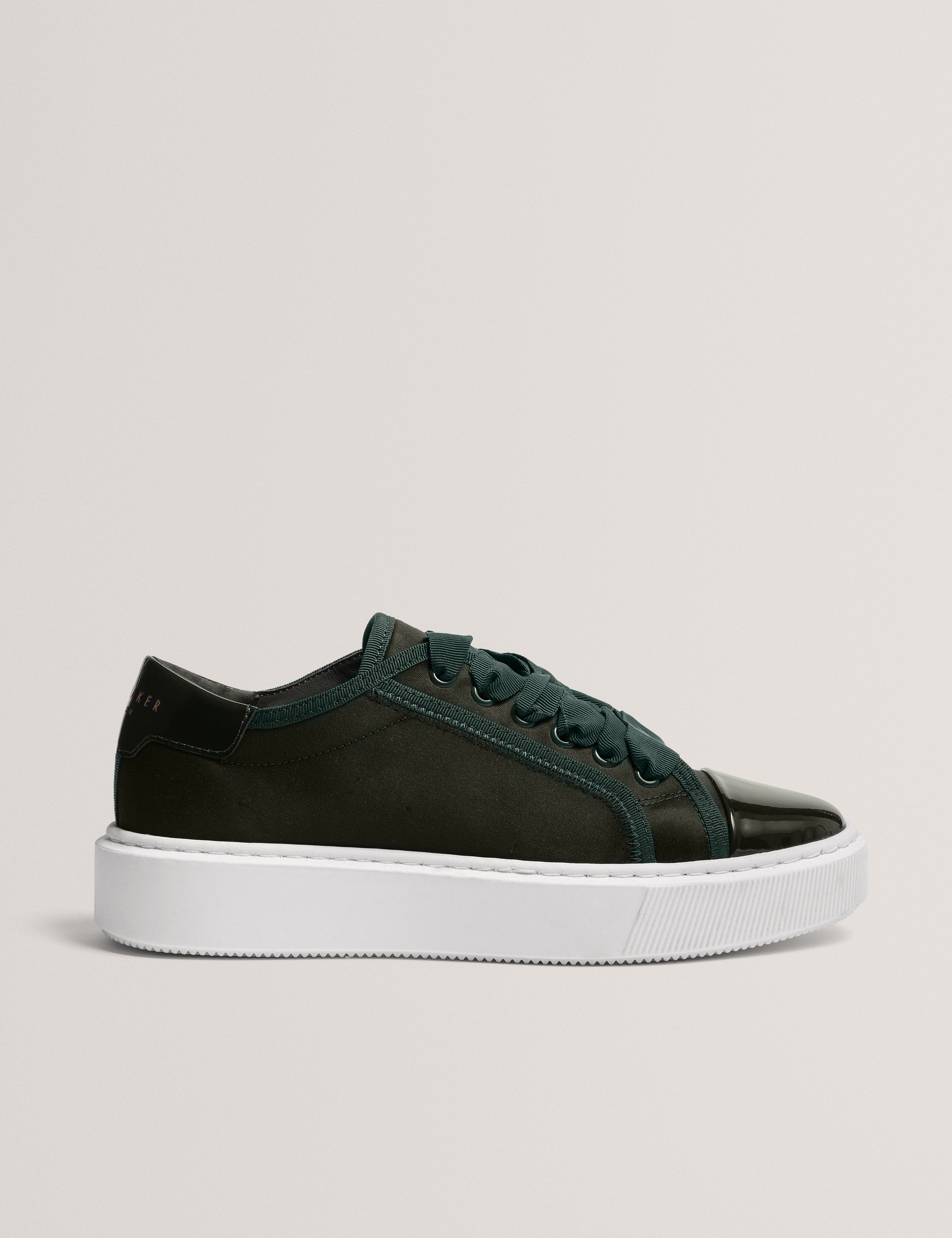 Ted Baker Zaiina Satin Ribbon Lace Platform Trainers In Green Women's