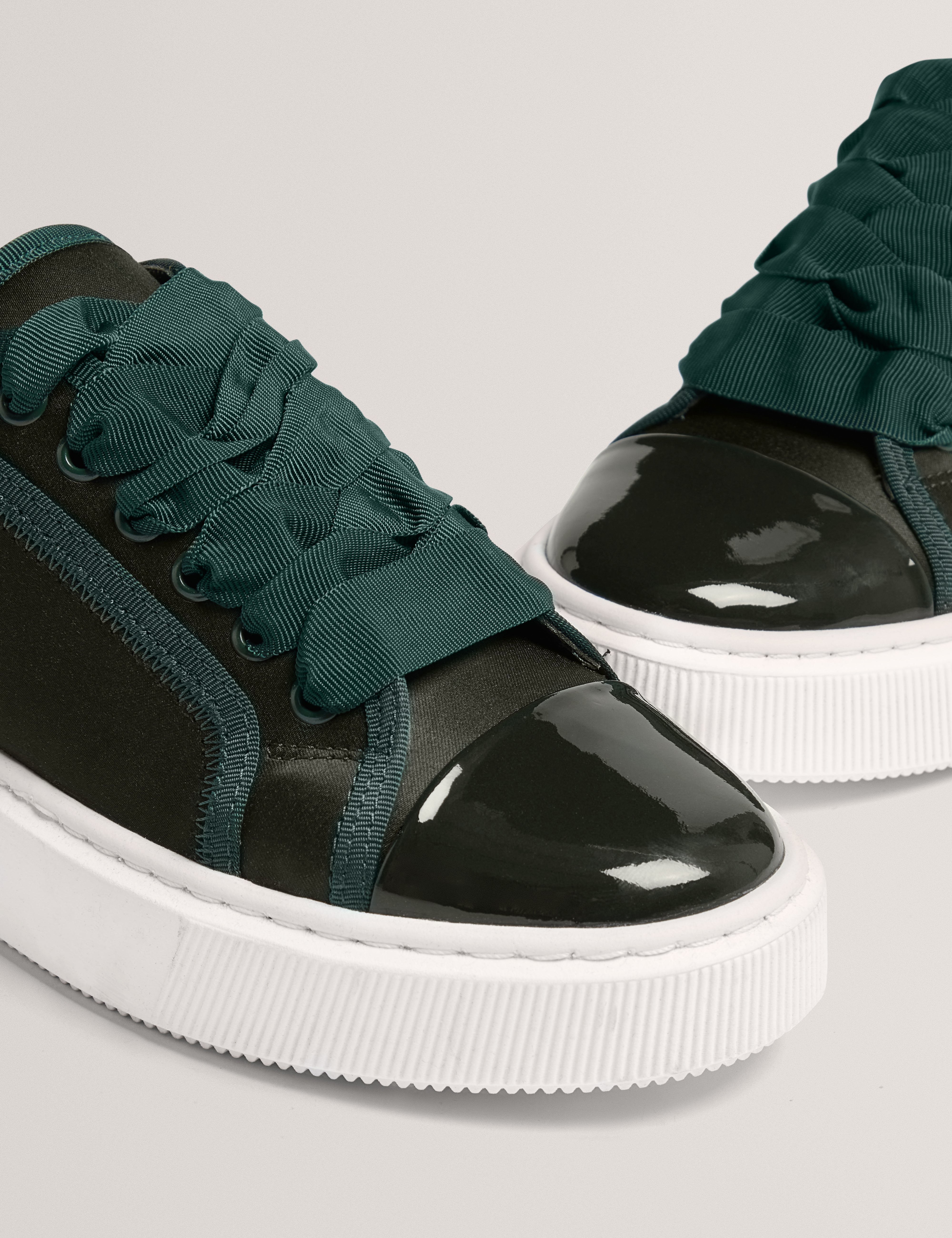 Ted Baker Zaiina Satin Ribbon Lace Platform Trainers In Green Women's