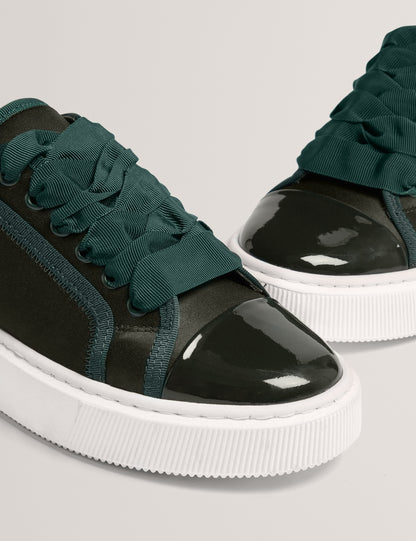 Ted Baker Zaiina Satin Ribbon Lace Platform Trainers In Green Women's