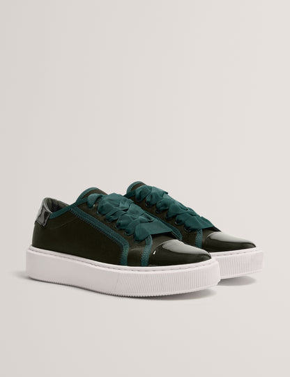 Ted Baker Zaiina Satin Ribbon Lace Platform Trainers In Green Women's