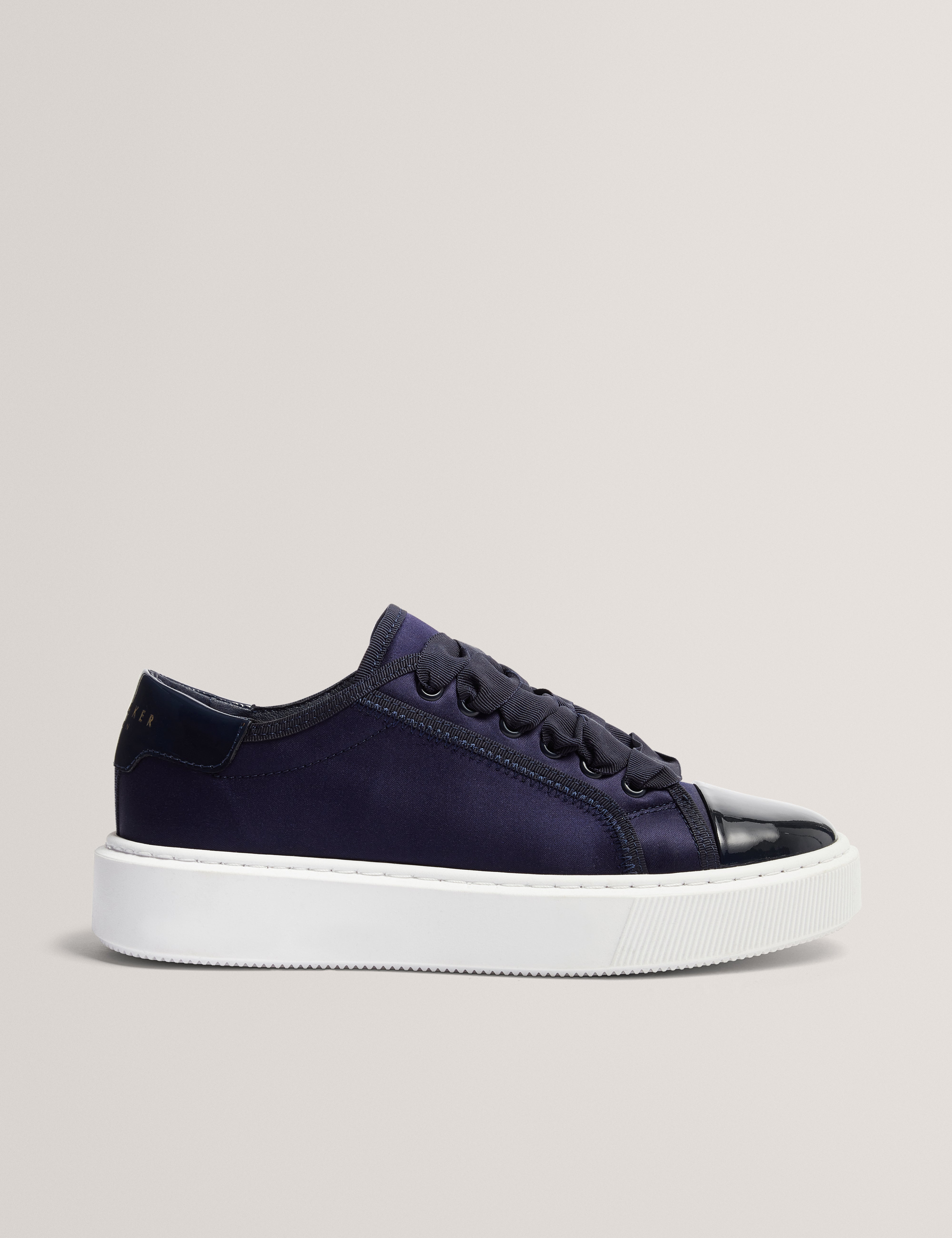 Ted Baker Zaiina Satin Ribbon Lace Platform Trainers In Navy Women's
