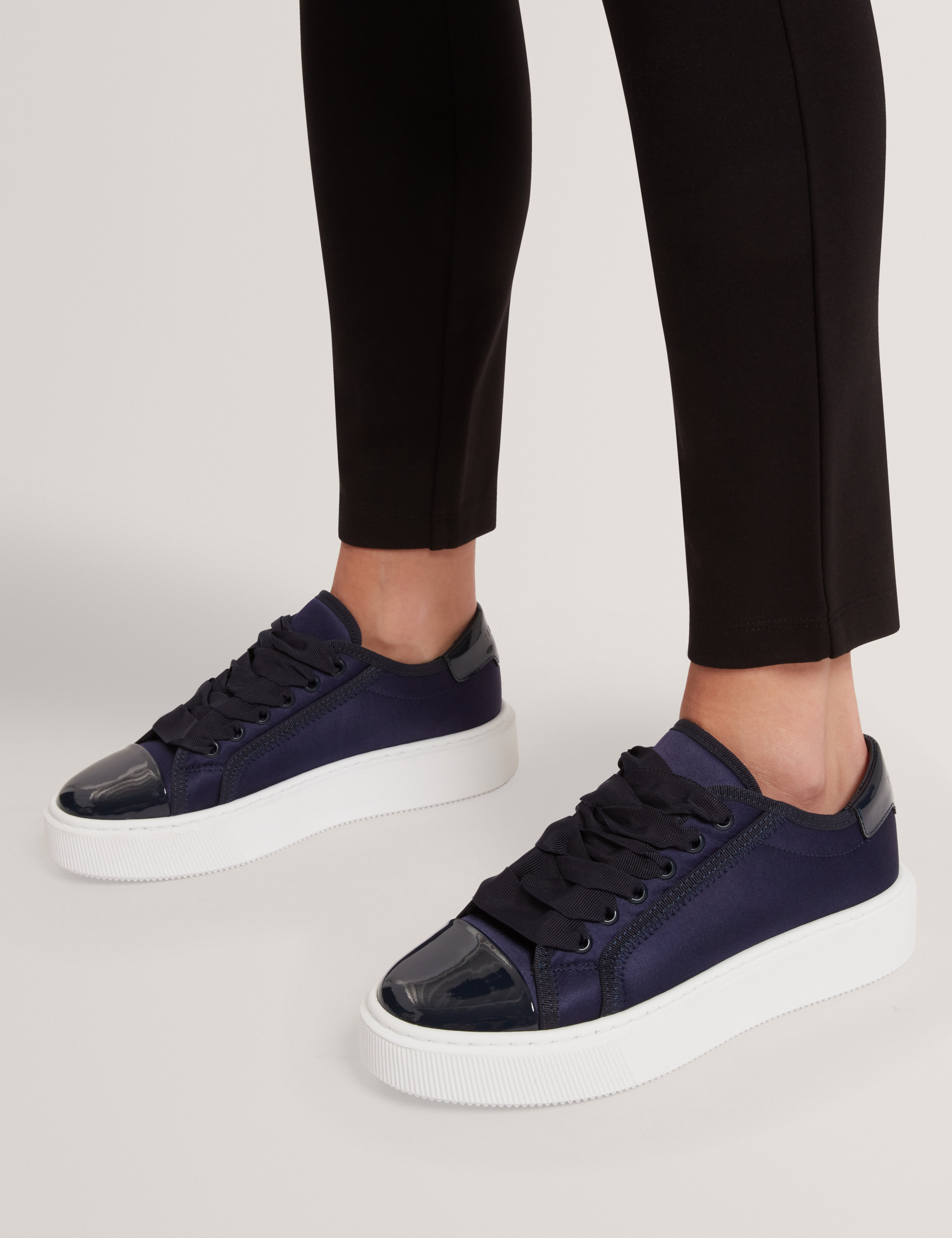 Ted Baker Zaiina Satin Ribbon Lace Platform Trainers In Navy Women's