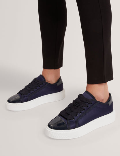 Ted Baker Zaiina Satin Ribbon Lace Platform Trainers In Navy Women's
