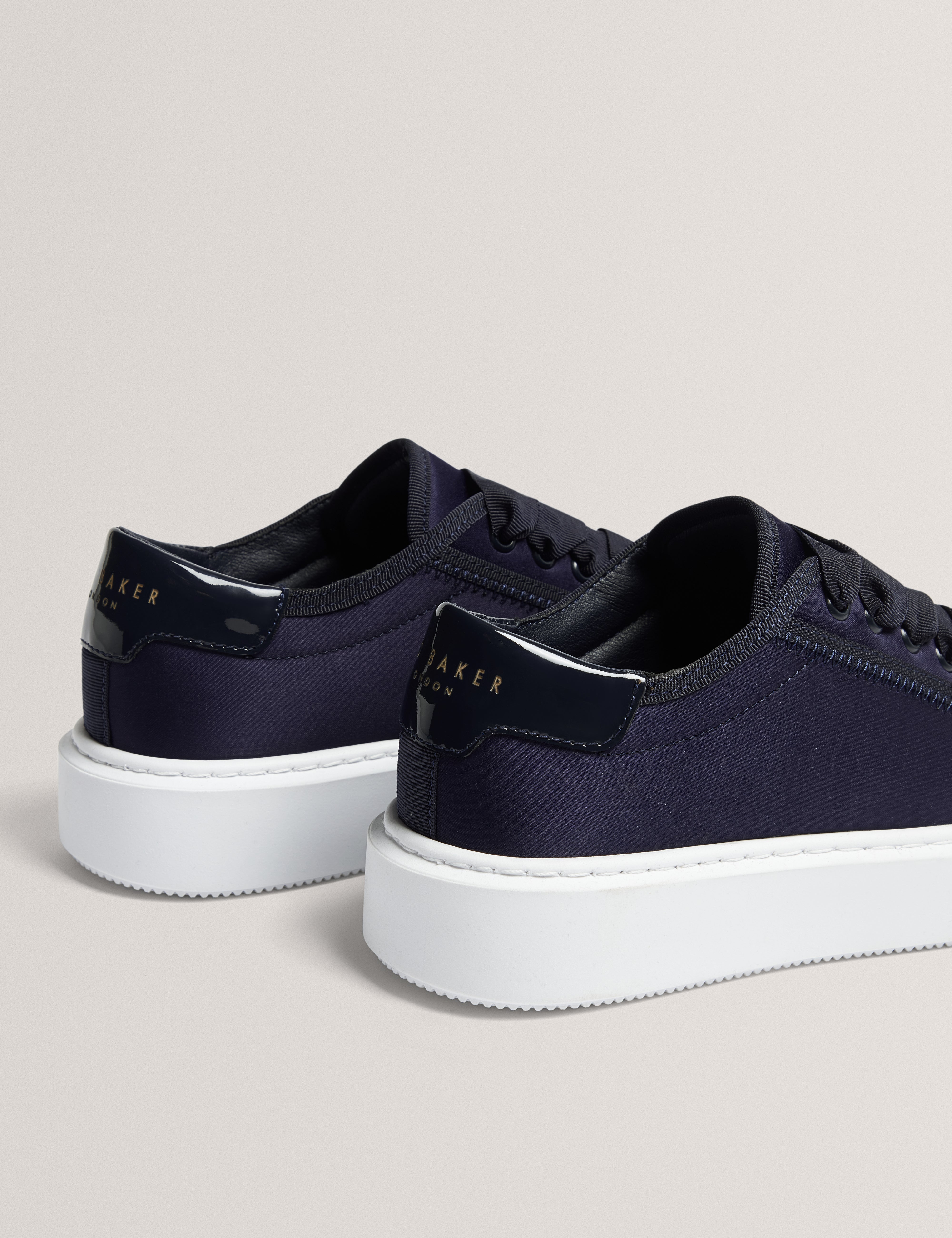 Ted Baker Zaiina Satin Ribbon Lace Platform Trainers In Navy Women's