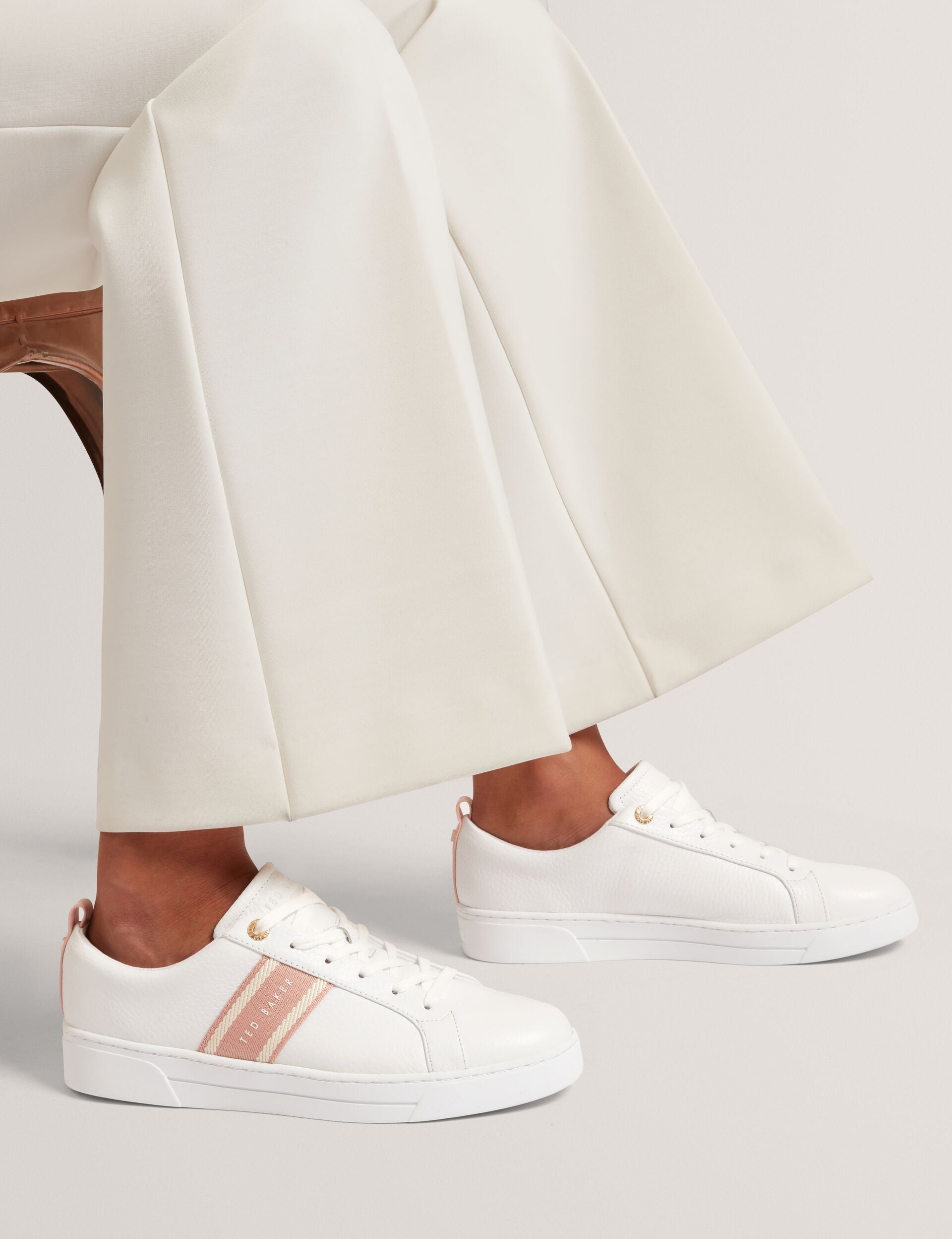 Ted Baker Logo Webbing Leather Trainers Women's