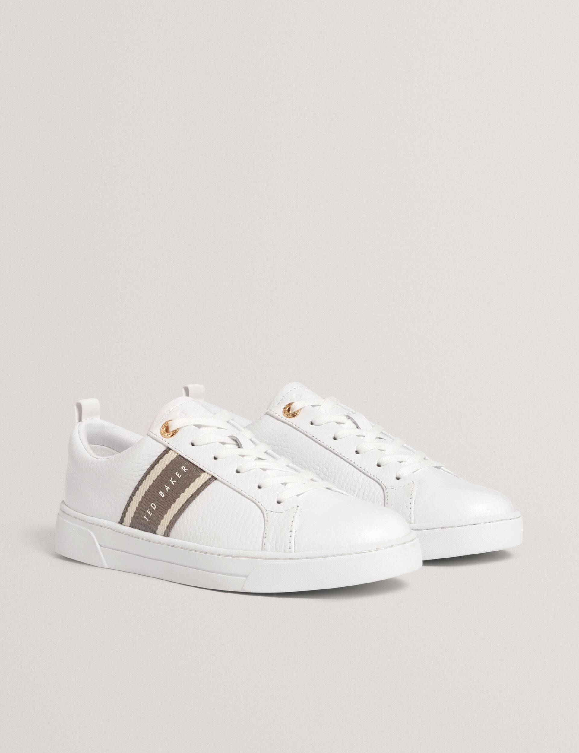 Ted Baker Logo Webbing Leather Trainers Women's