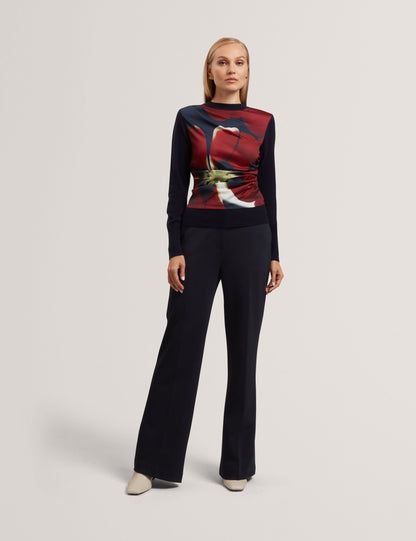 Ted Baker Mawie Printed Satin Front Fine Knit Top Women's