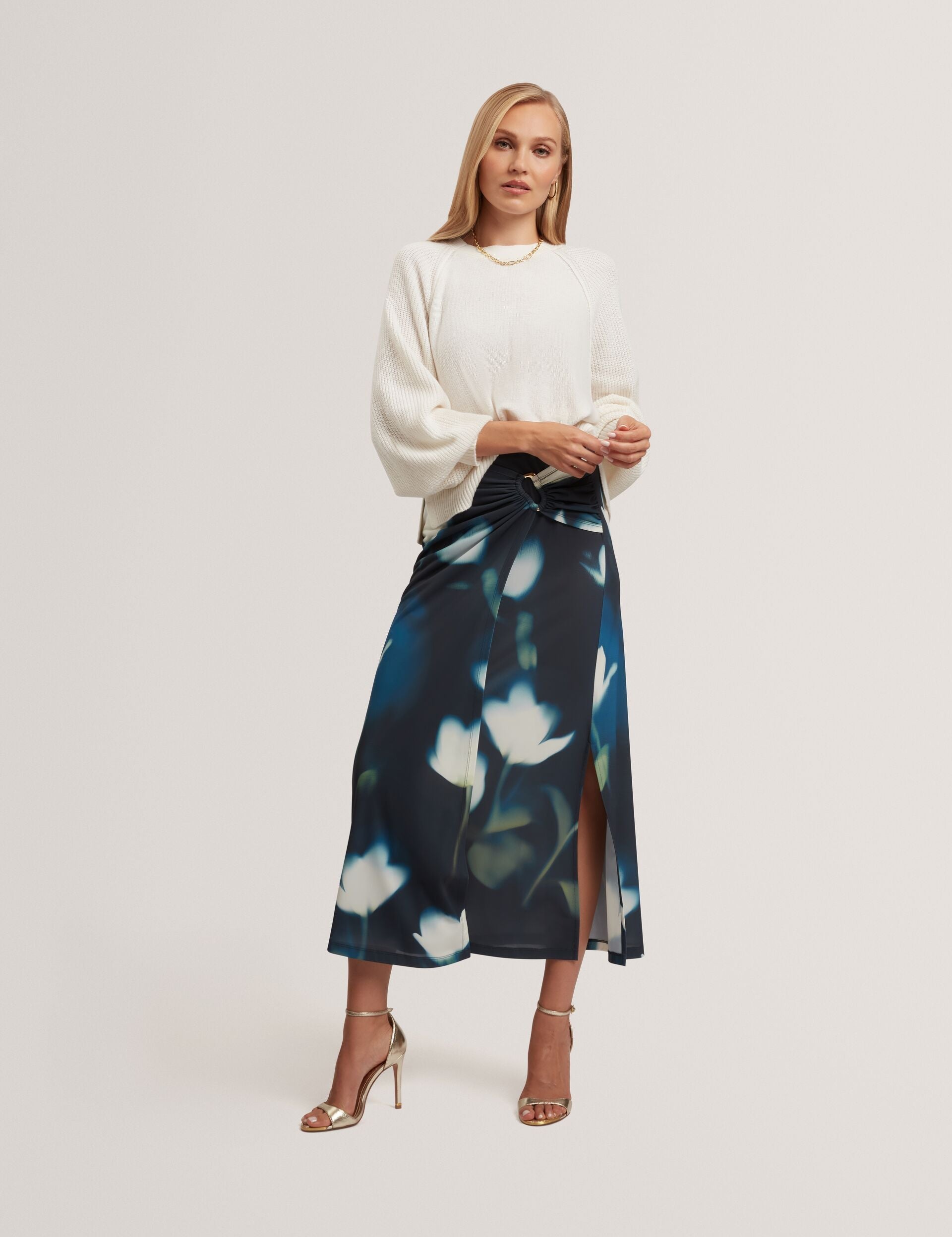 Ted Baker Rhaea Blurred Floral Print Wrap Midi Skirt Women's
