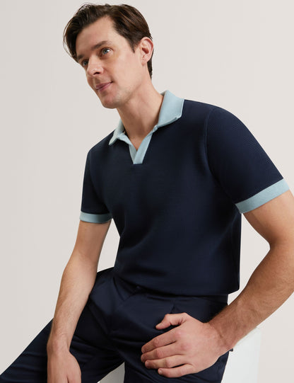 Ted Baker Brioza Waffle Texture Knit Open Neck Polo