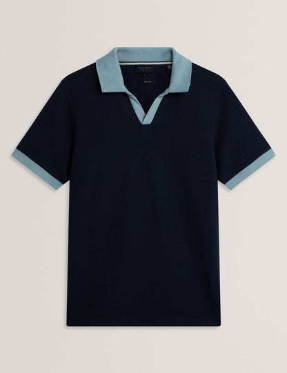 Ted Baker Brioza Waffle Texture Knit Open Neck Polo