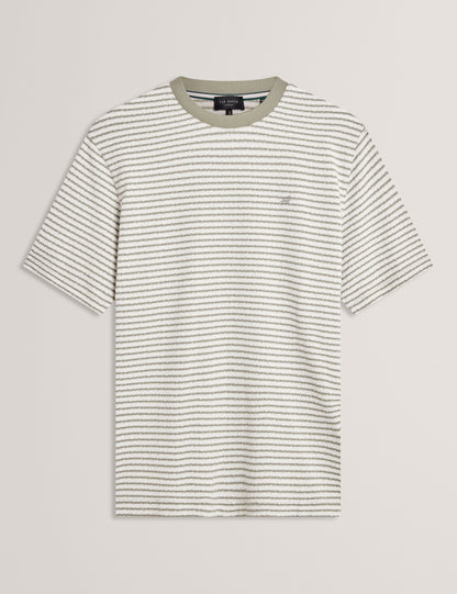 Ted Baker Vexrin Textural Stripe Crew Neck Cotton Tshirt