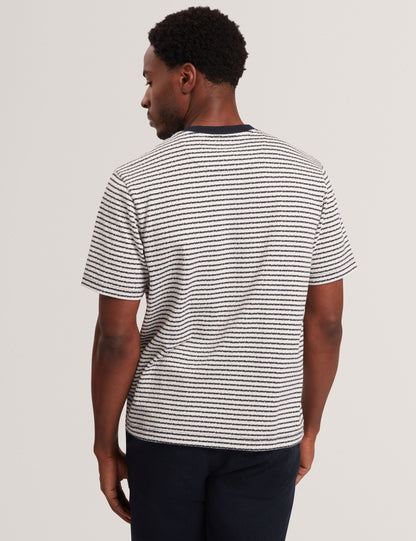 Ted Baker Vexrin Textural Stripe Crew Neck Cotton Tshirt