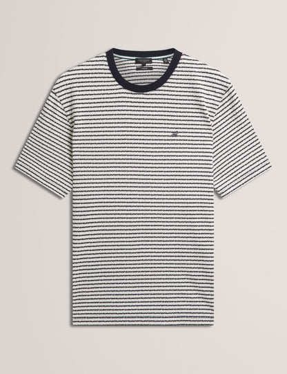 Ted Baker Vexrin Textural Stripe Crew Neck Cotton Tshirt