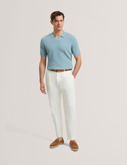Ted Baker Luthen Zig Zag Knit Open Neck Polo