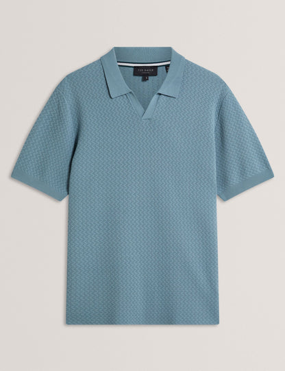 Ted Baker Luthen Zig Zag Knit Open Neck Polo