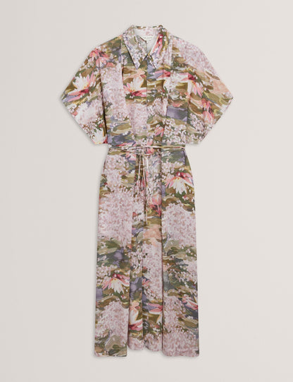 Ted Baker Zarlah Lilypad Print Short Sleeve Shirt Dress Women's