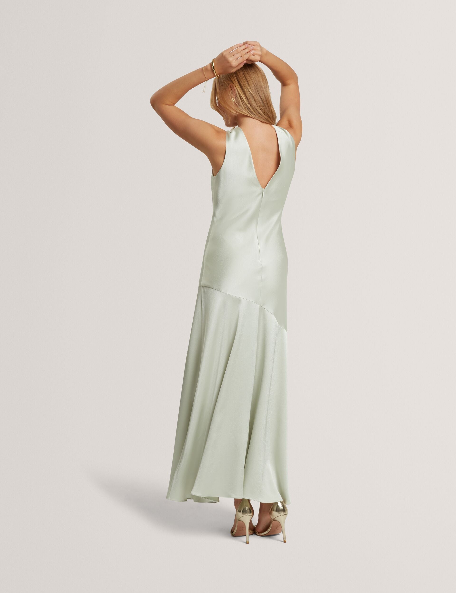 Ted Baker Sanari Satin Sleeveless Vneck Maxi Dress Women's