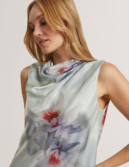 Ted Baker Keelynn Lily Print Drape Neck Sleeveless Top Women's