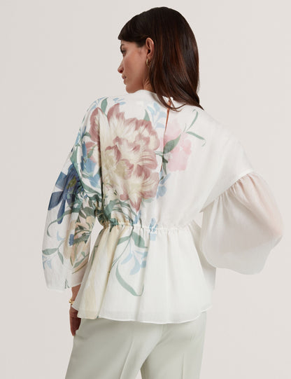 Ted Baker Ahlanza Soft Blooms Wide Sleeve Peplum Top Women's