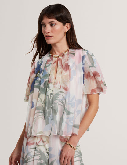 Ted Baker Nansii Floral Pleated Angel Short Sleeve Top Women's