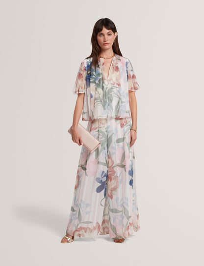 Ted Baker Nansii Floral Pleated Angel Short Sleeve Top Women's