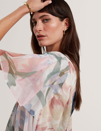 Ted Baker Nansii Floral Pleated Angel Short Sleeve Top Women's