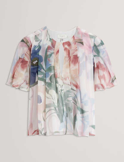 Ted Baker Nansii Floral Pleated Angel Short Sleeve Top Women's