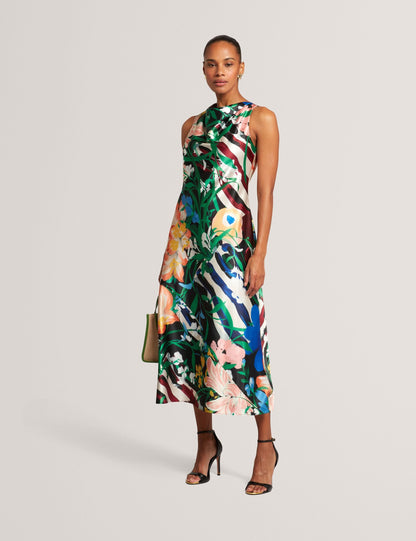 Ted Baker Ehlanor Bold Floral Satin Drape Neck Midi Dress Women's