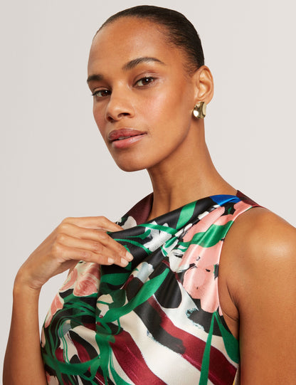 Ted Baker Ehlanor Bold Floral Satin Drape Neck Midi Dress Women's