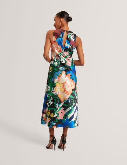 Ted Baker Ehlanor Bold Floral Satin Drape Neck Midi Dress Women's