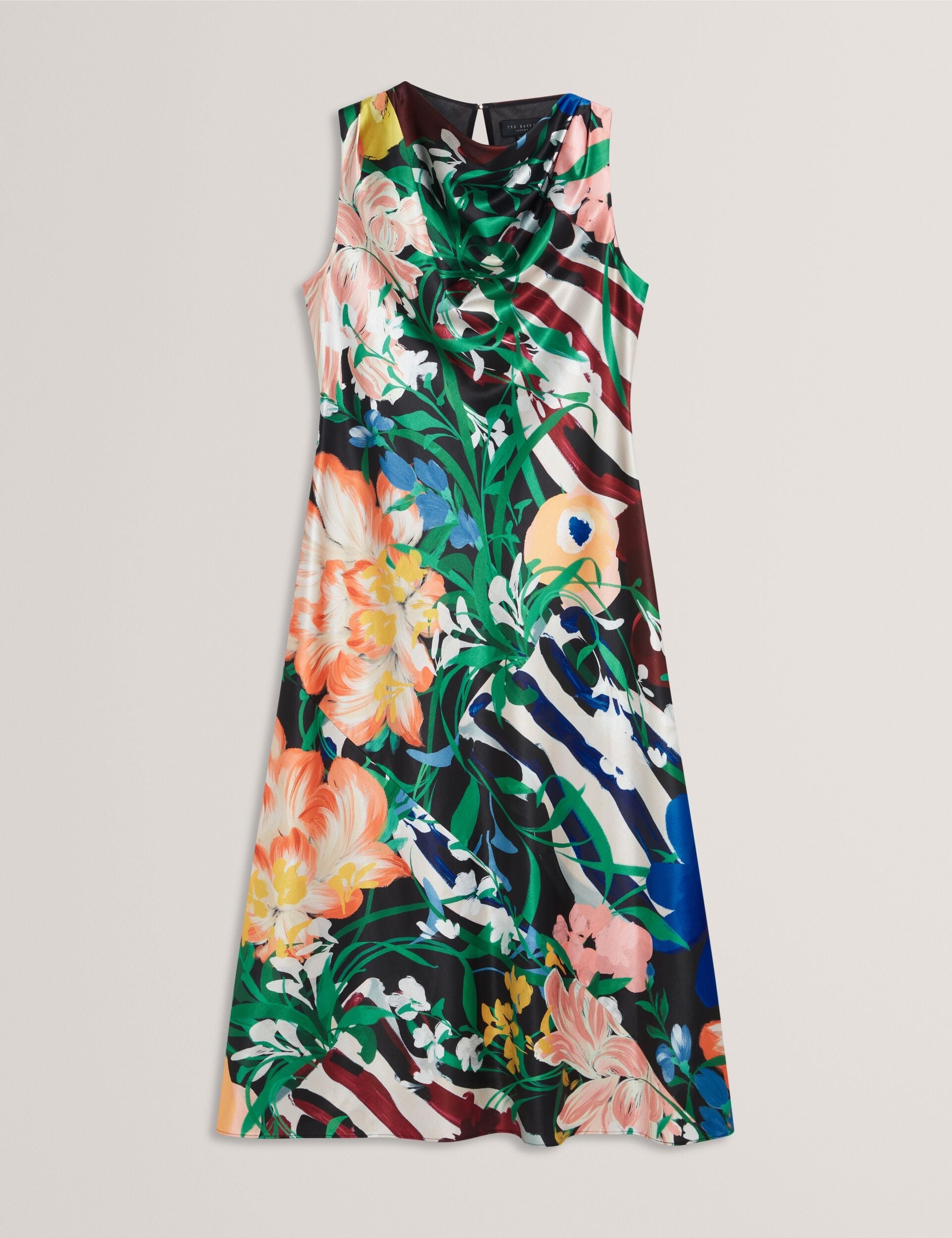 Ted Baker Ehlanor Bold Floral Satin Drape Neck Midi Dress Women's