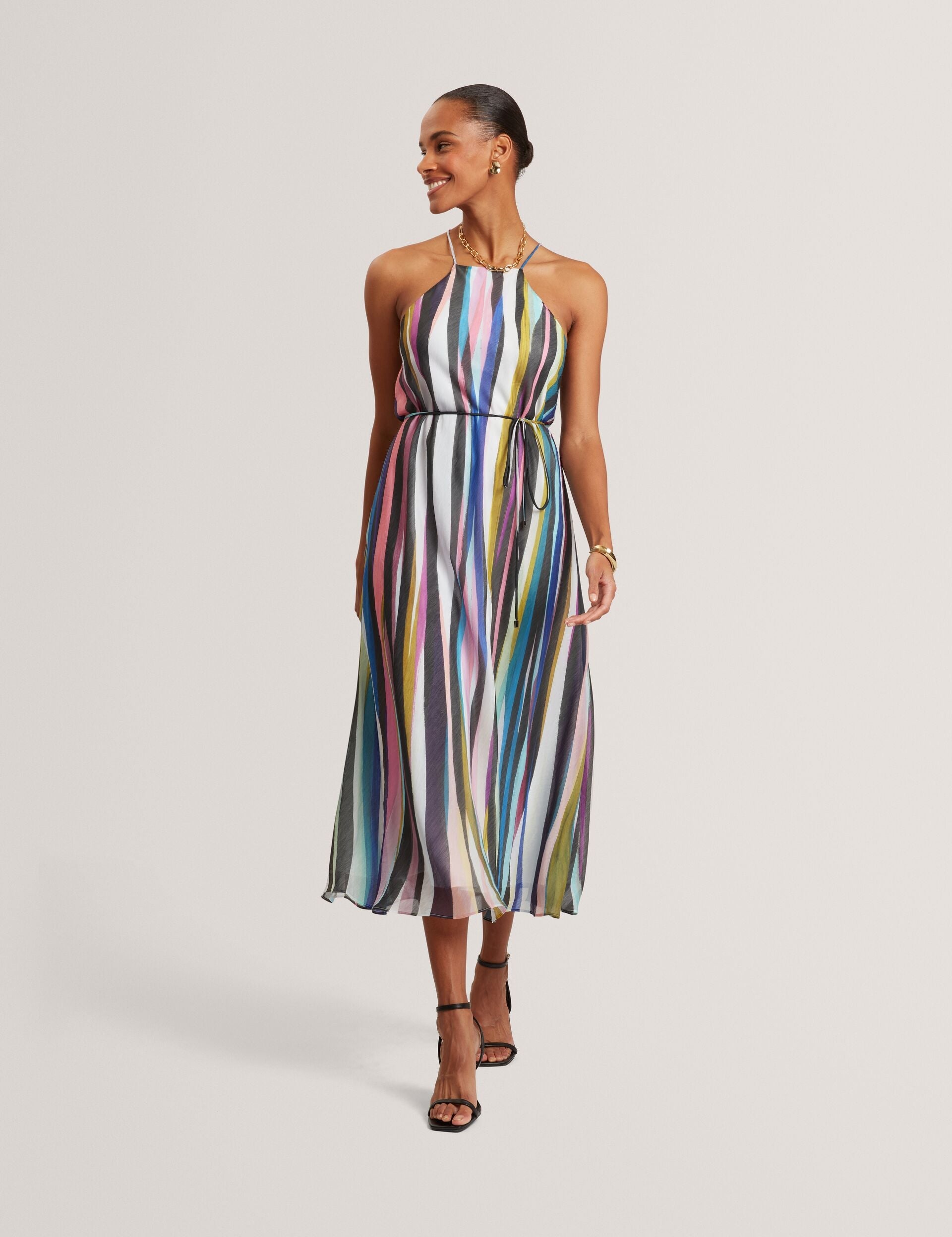 Ted Baker Azurra Wavy Stripe Halterneck Midi Dress Women's