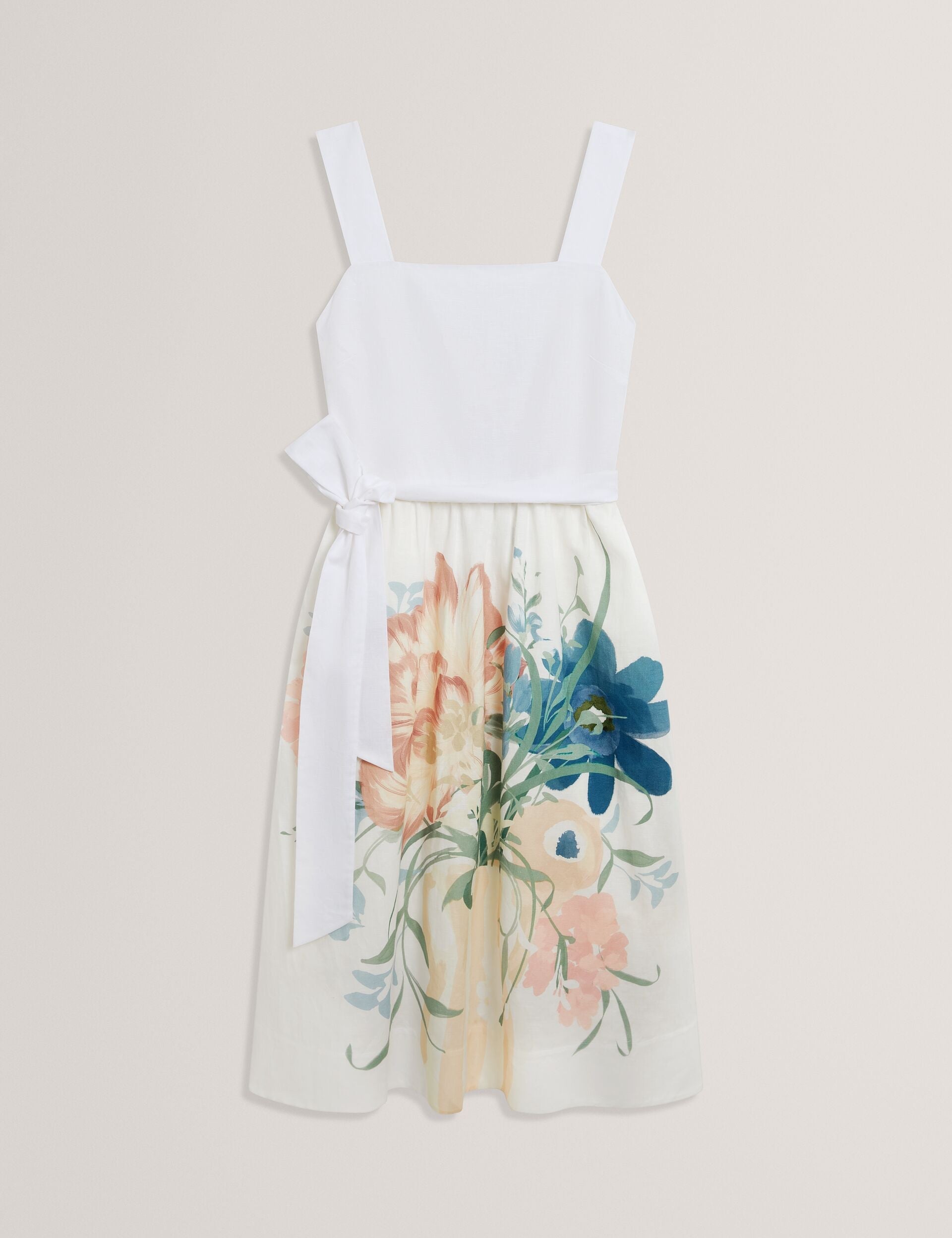 Ted Baker Gemha Printed Skirt Linen Cotton Midi Sundress Women's