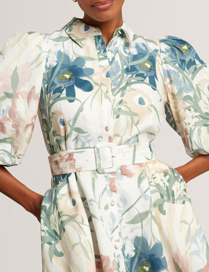 Ted Baker Olliiv Soft Blooms Puff Sleeve Mini Shirt Dress Women's