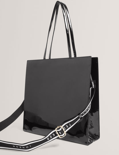Ted Baker Iconny Patent Webbing Strap Large Icon Tote Bag Women's