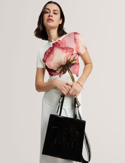 Ted Baker Iconica Patent Webbing Strap Small Icon Tote Bag Women's