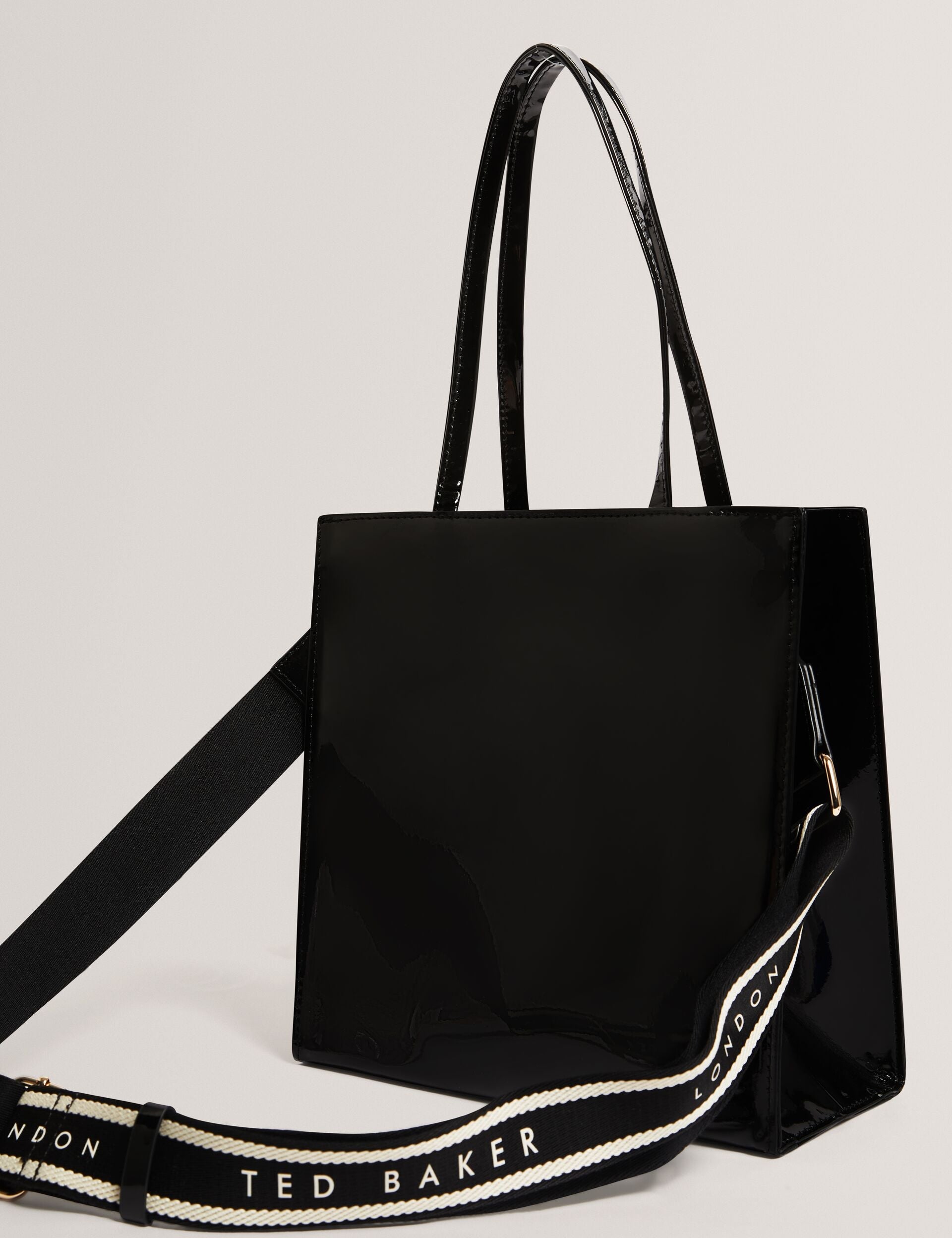 Ted Baker Iconica Patent Webbing Strap Small Icon Tote Bag Women's