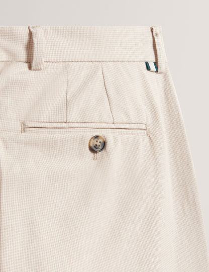 Ted Baker Mobedo Houndstooth Cotton Linen Tapered Trousers
