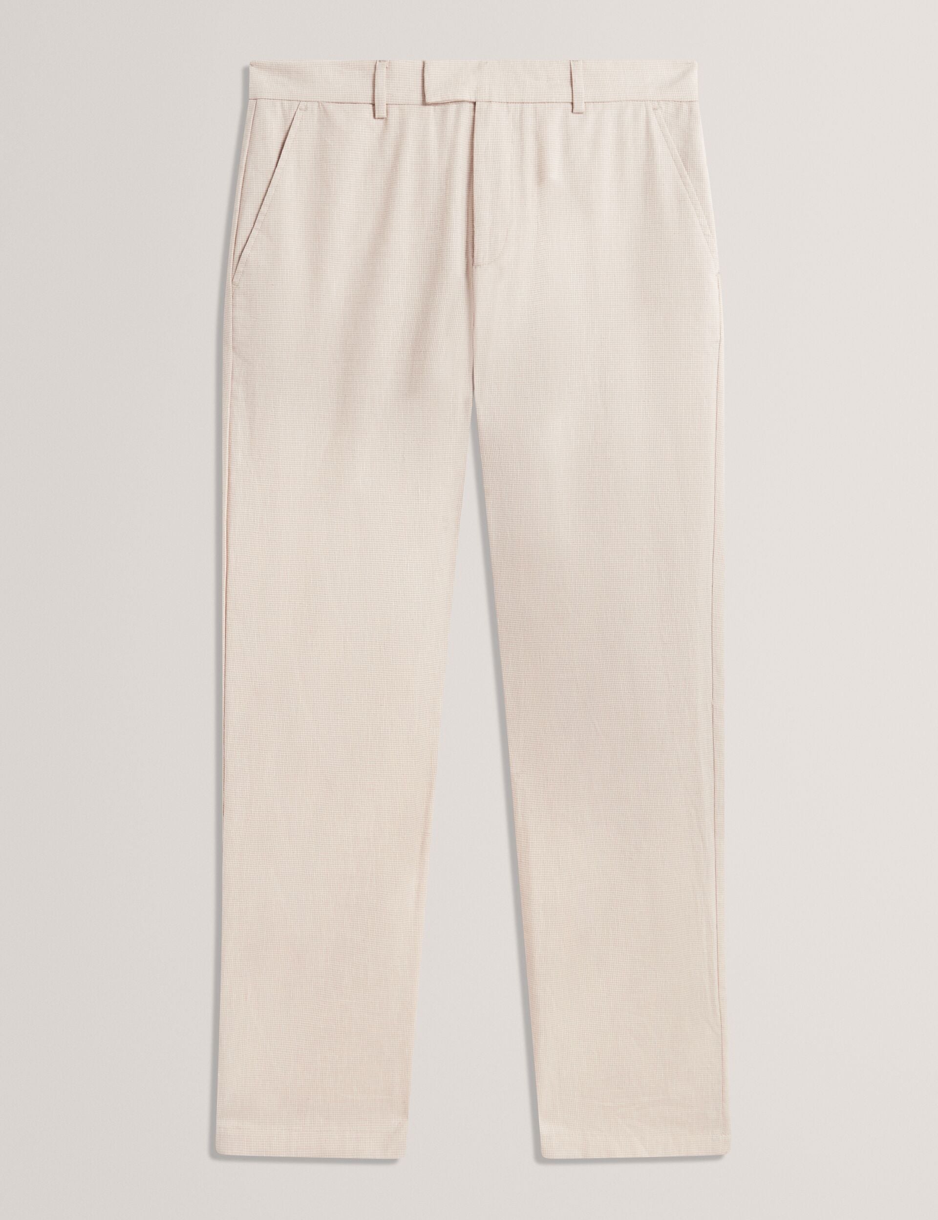 Ted Baker Mobedo Houndstooth Cotton Linen Tapered Trousers