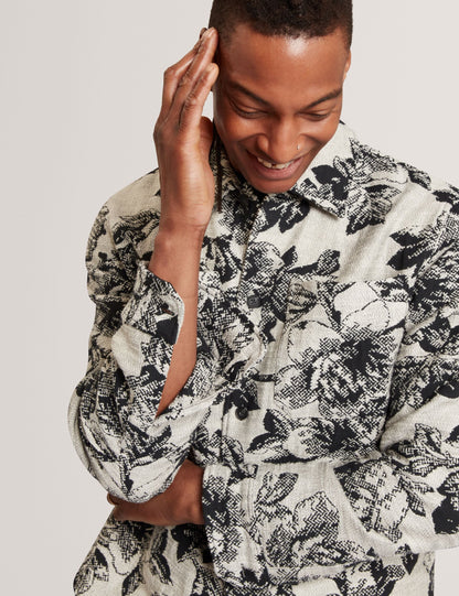 Ted Baker Mairis Shaded Floral Print Jacquard Overshirt
