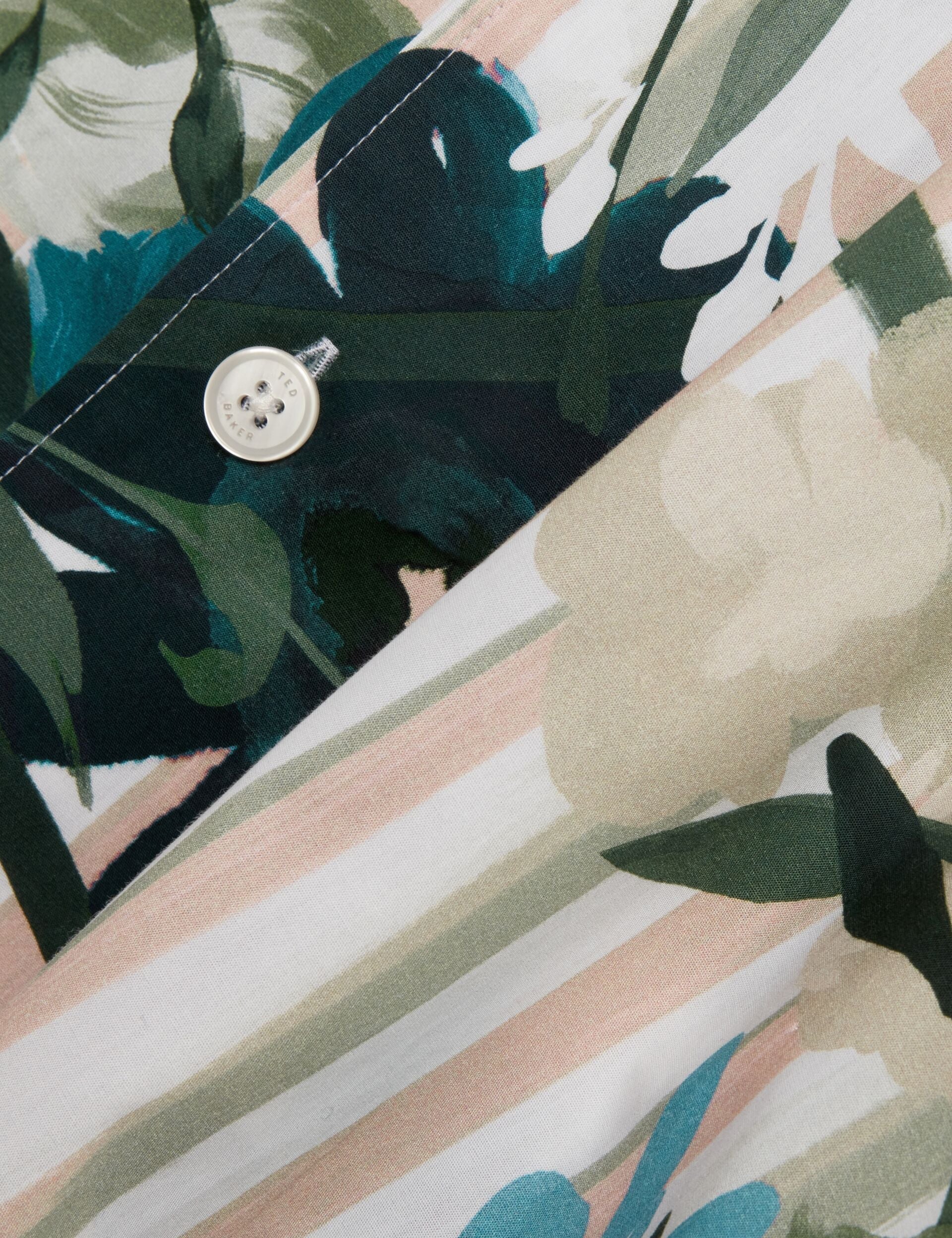 Ted Baker Anukis Floral Stripe Print Cotton Short Sleeve Shirt