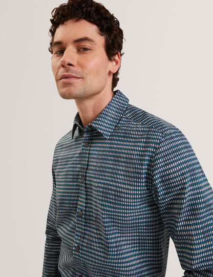 Ted Baker Huayna Blurred Check Cotton Long Sleeve Shirt