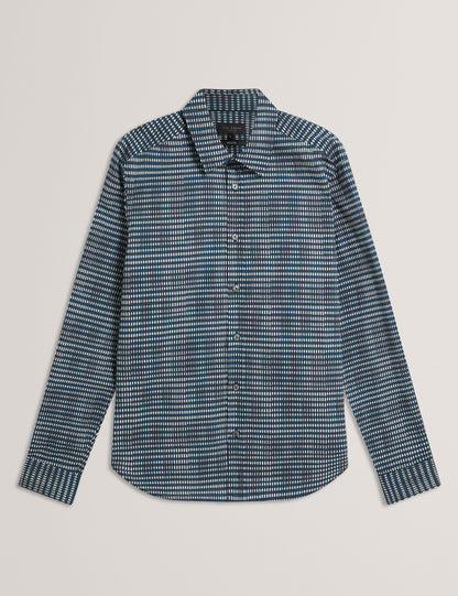 Ted Baker Huayna Blurred Check Cotton Long Sleeve Shirt