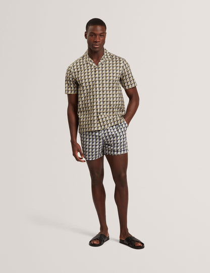 Ted Baker Nayelin Relaxed Fit Painted Geo Print Shirt