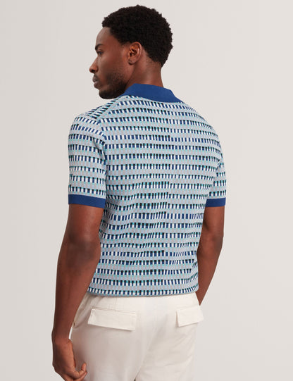 Ted Baker Tadmori Jacquard Dash Check Knitted Polo