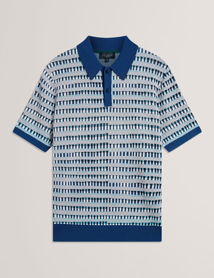Ted Baker Tadmori Jacquard Dash Check Knitted Polo